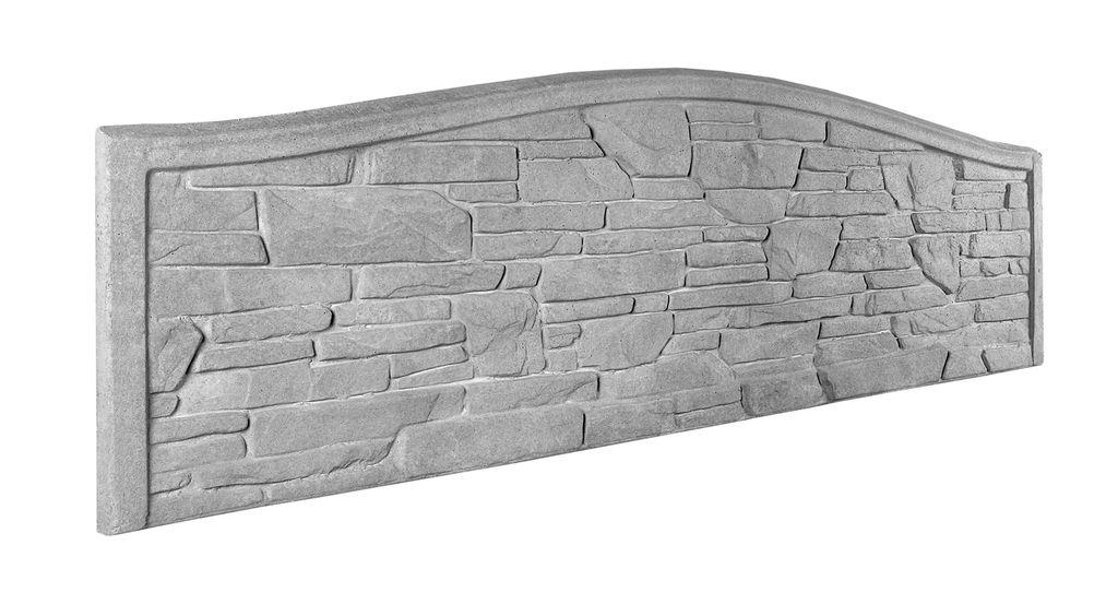 Betonzaun Naturstein-Schichtoptik mit Segmentbogen – Detailansicht 4 – VARORA-TEAM