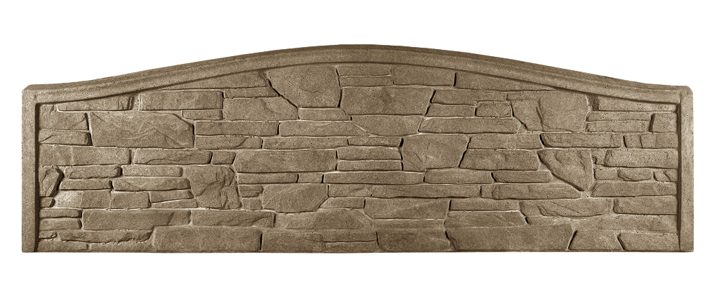 Betonzaun Naturstein-Schichtoptik mit Segmentbogen – Detailansicht 2 – VARORA-TEAM