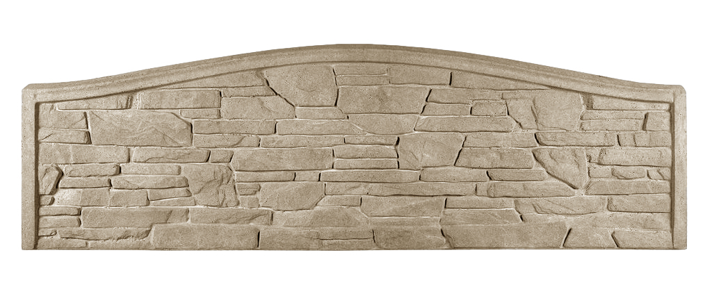 Betonzaun Naturstein-Schichtoptik mit Segmentbogen – Detailansicht 3 – VARORA-TEAM