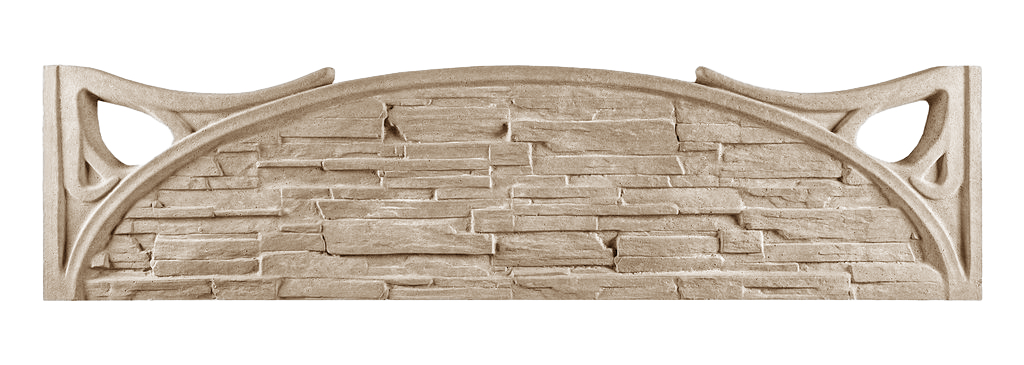 Betonzaun Schieferstein Optik Segmentbogen-Krone – Detailansicht 3 – VARORA-TEAM